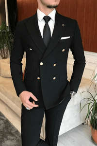 Double Breasted Black Suit Wedding Beach Suits Dinner Suit Formal Party Wear Suit Bespoke