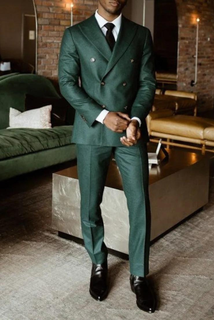 Men Green Suits Double Breasted Wedding Dinner Wear Suits Sainly SAINLY