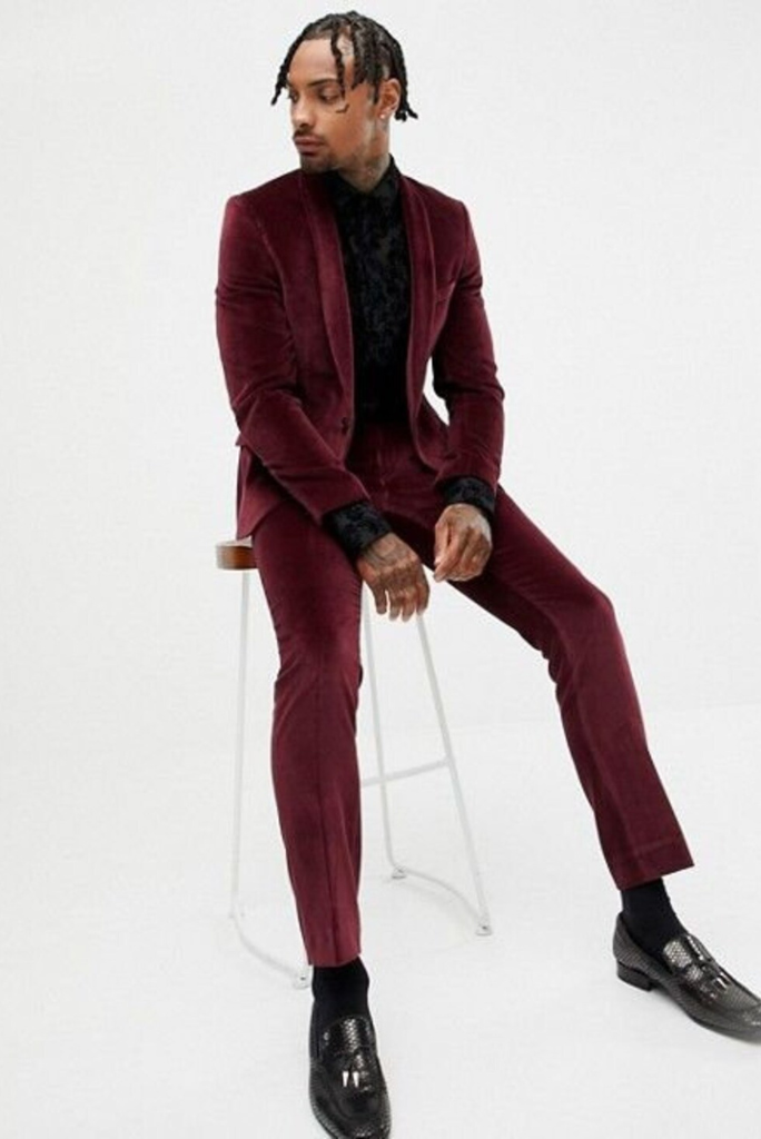Burgundy 2025 velour suit