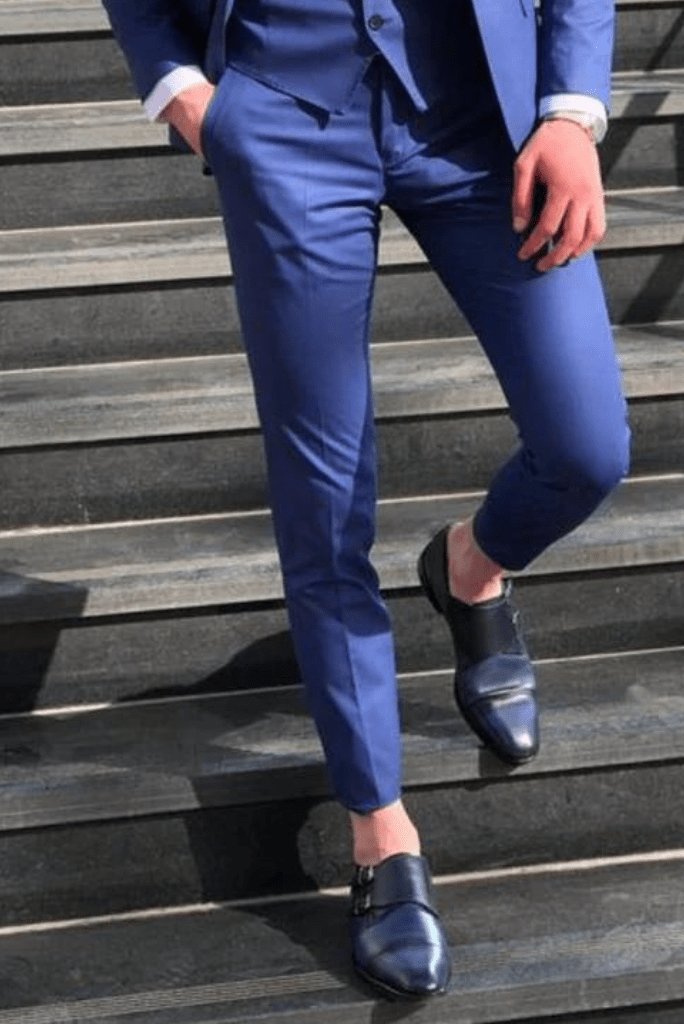 Custom Made Navy Blue Pants Straight-Fit Trousers Mens/Bridegroom/Best Man  Wedding/Evening Plain Front Pant KZ7 - AliExpress