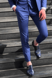 SAINLY Apparel & Accessories 26 Men Elegant Blue Pant Office Formal Wear Trouser Gift for Men Blue Trousers Groomsmen Gift
