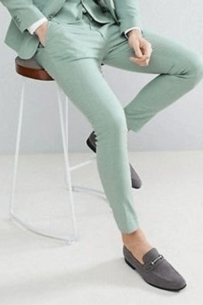 Men's Dark Green Linen Tailored Italian Suit Trousers - 1913 Collection