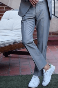SAINLY Apparel & Accessories 26 Men Elegant Grey Pant Office Formal Wear Trouser Gift for Men Grey Trousers Groomsmen Gift