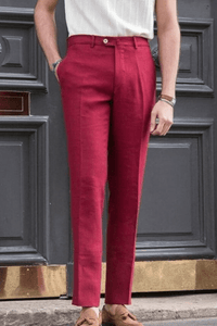 SAINLY Apparel & Accessories 26 Men Elegant Red Pant Formal Wear Trouser Gift for Men Red Trousers Groomsmen Gift