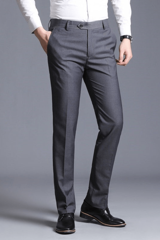Men Pants office Grey Casual straight suit pants men's formal pants men's  dress party club dress pants