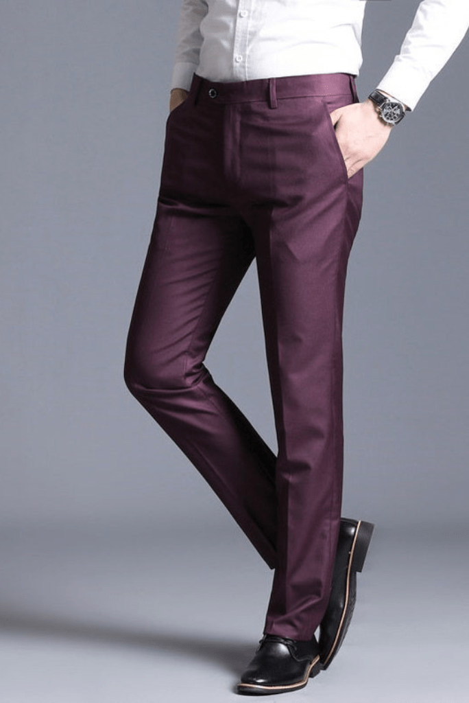 Men Pants Office Wine Red Casual straight suit pants men office trousers,  men's formal pants men's dress party club dress pants collection