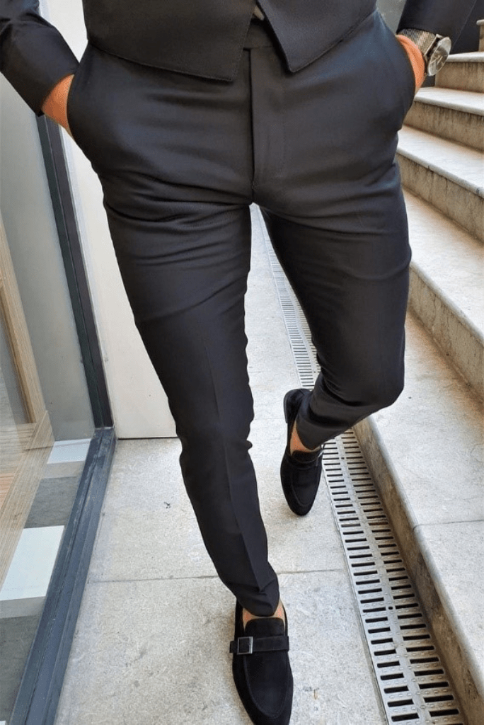 SAINLY Apparel & Accessories 26 Men's Black Formal Pant For Classical Black Dress Pants Party Wear Trousers pleated Trousers Dinner Wear Trouser Groomsmen Gift
