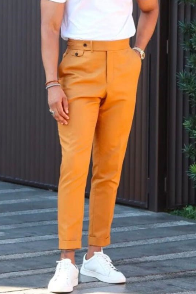 Buy ANKLE LENGTH YELLOW TROUSER WITH BELT for Women Online in India