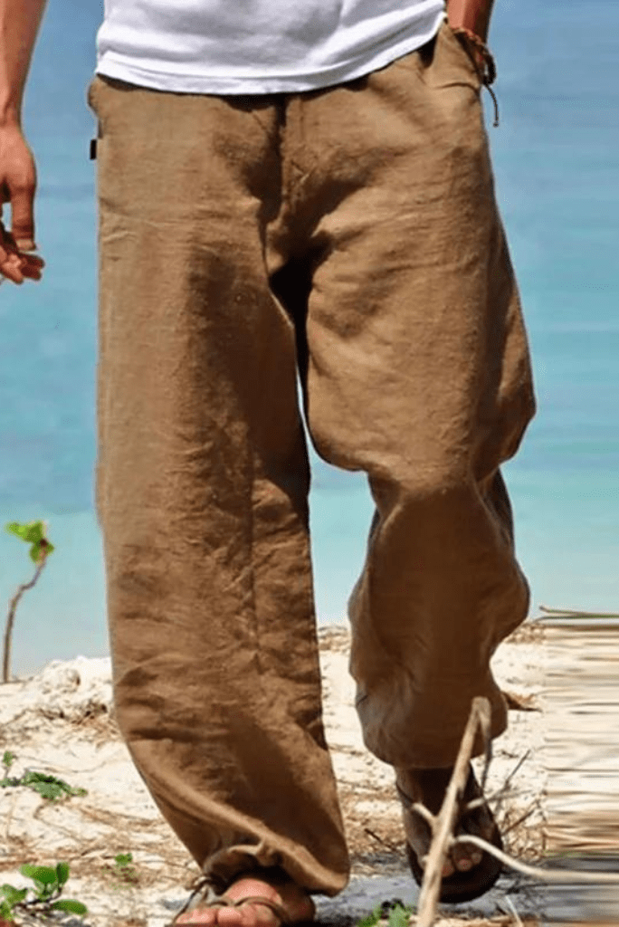 Natural Linen Pants, Men Casual Pants