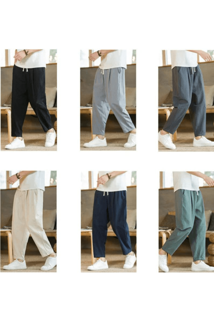 Men Cotton Linen Pants. Casual. Loose Trousers Straight Pants