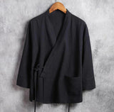 SAINLY Apparel & Accessories Black / S Plus Size Men Linen Shirts Long Sleeve Mandarin Collar Traditional Kung Fu Tang Casual Social Shirt
