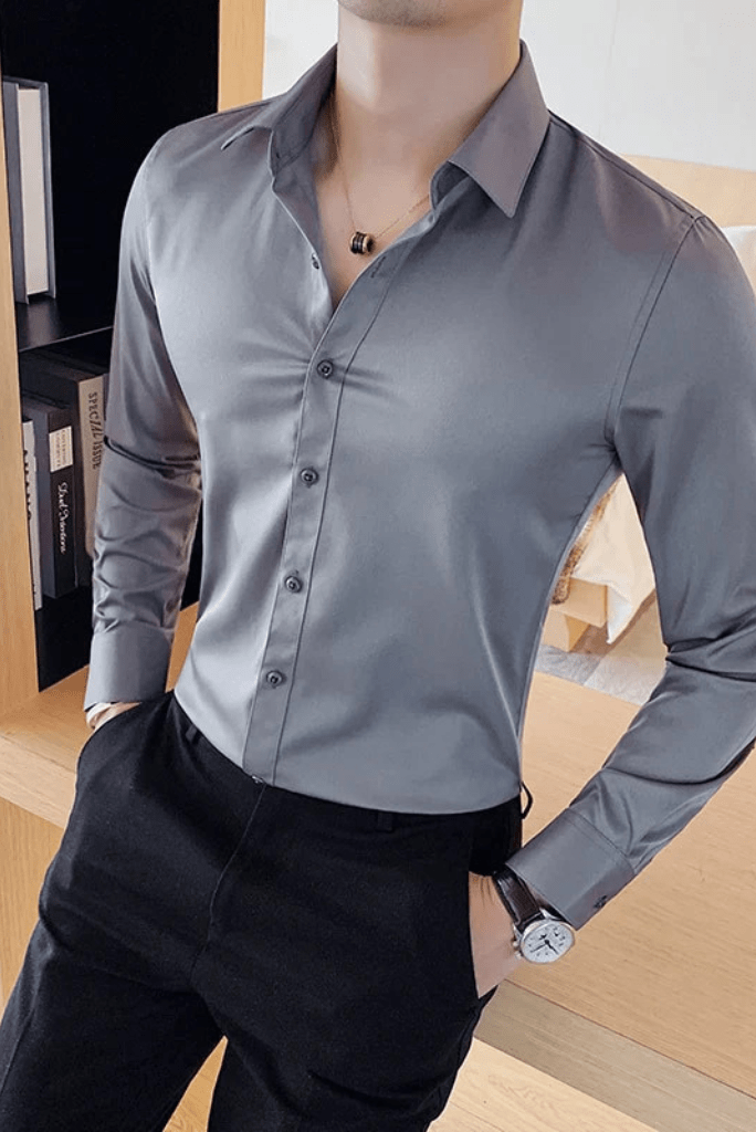 Men's Casual Shirt British Style Long Sleeve Shirt For Men SAINLY