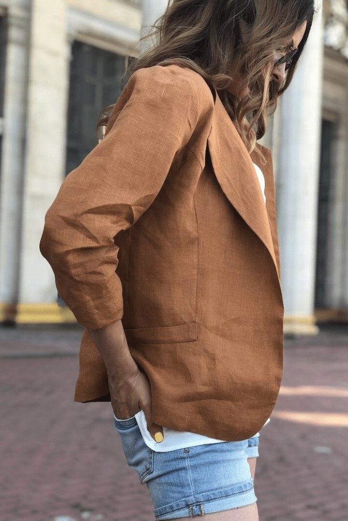 Casual Linen Blazer - Short Bronzer Linen Jacket - Linen Blazer