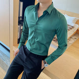 SAINLY Apparel & Accessories Deep Green / Asian S 40-48KG British Style Long Sleeve Shirt For Men