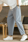 SAINLY Apparel & Accessories Grey / M Basic Men's Cotton Linen Pants Male Casual Solid Color Breathable Loose Trousers Straight Pants
