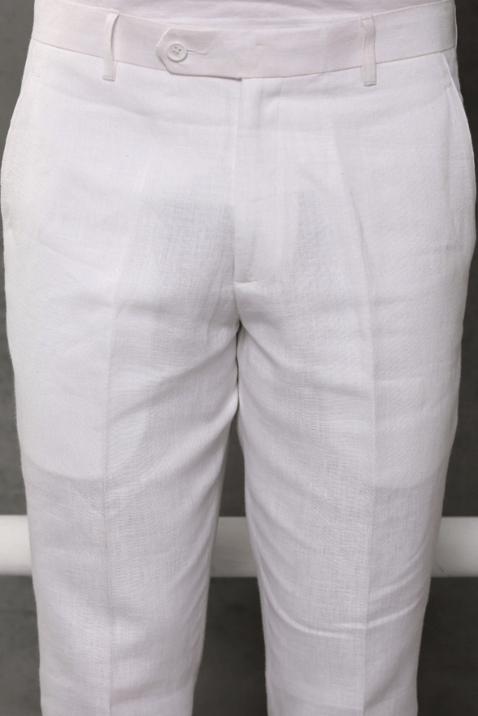 SAINLY Apparel & Accessories Men Elegant White Pant Office Formal Wear Trouser Gift for Men White Trousers Groomsmen Gift