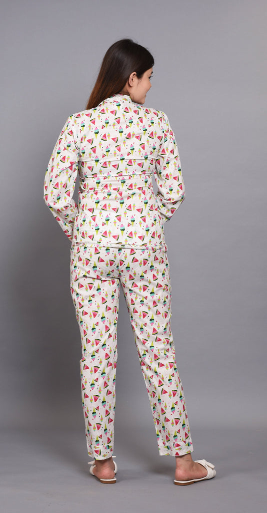 SAINLY Apparel & Accessories Personalised Pyjamas & Top Set of Fruit Prints in Cotton Fabric