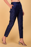 SAINLY Apparel & Accessories S / Blue Women Blue Trouser Pant Raw Silk Stylish Pant, Bottom Wear Ankle-Length Pants / Trouser for Women & Girl