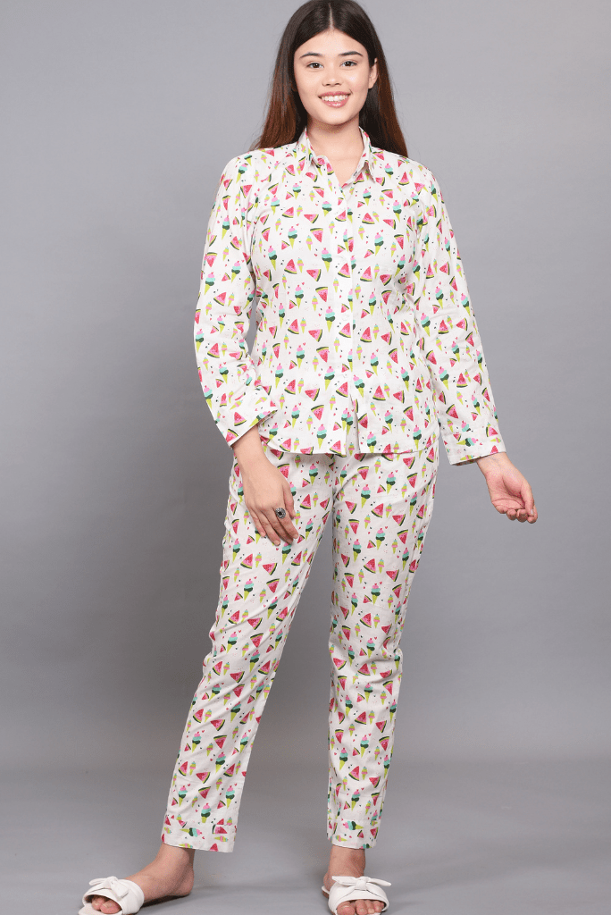 SAINLY Apparel & Accessories S Personalised Pyjamas & Top Set of Fruit Prints in Cotton Fabric