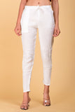 SAINLY Apparel & Accessories SAINLY Raw Silk Stylish, Party Wear Ankle-Length White Pants/Trouser for Women & Girl