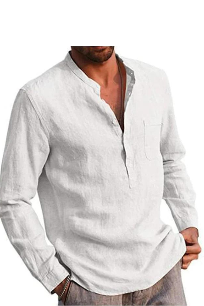 white christmas dresses Men's Long-Sleeved Shirts l Summer Solid Color l Stand .Casual Beach