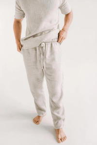 SAINLY Apparel & Accessories White / XS Natural Linen pants for men, Lounge pants, Summer outfit, Mans organic pants, Pajama trousers, Flax pant, Linen trouser, Yoga pants