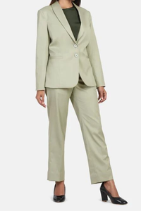 SAINLY Apparel & Accessories Women Pant Suit Sage Green Formal Pant Suit, Cotton Blend Pant Suit, Business Pant Suit, Gift for her