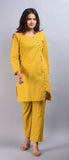 SAINLY Apparel & Accessories Women Short Stylish Kurta Top Yellow with Embroidered Work