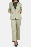 SAINLY Apparel & Accessories XXS Women Pant Suit Sage Green Formal Pant Suit, Cotton Blend Pant Suit, Business Pant Suit, Gift for her