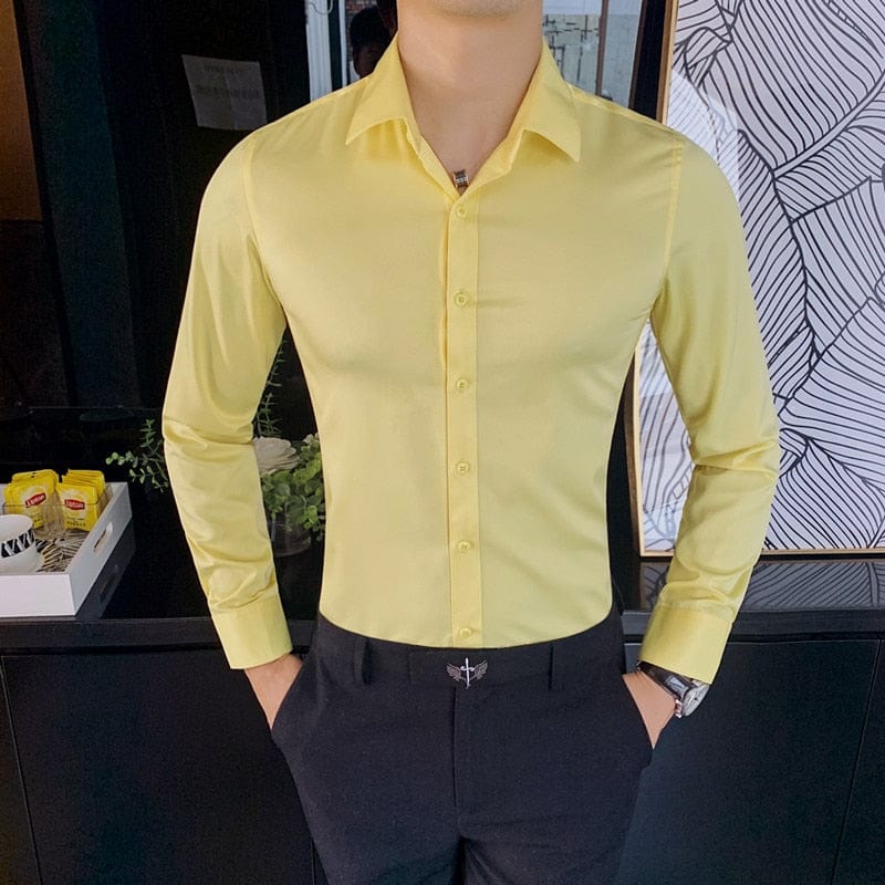 SAINLY Apparel & Accessories Yellow / Asian S 40-48KG British Style Long Sleeve Shirt For Men