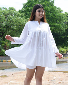 SAINLY Kaftan S / White White Cotton Dress Loose, Calf-length Cotton Summer White Dress Women's Clothing.