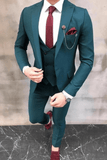 SAINLY Men's Three Piece Suit 32 / 26 Bespoke Tailoring Green Designer 3 Piece Slim Fit Suit for Men