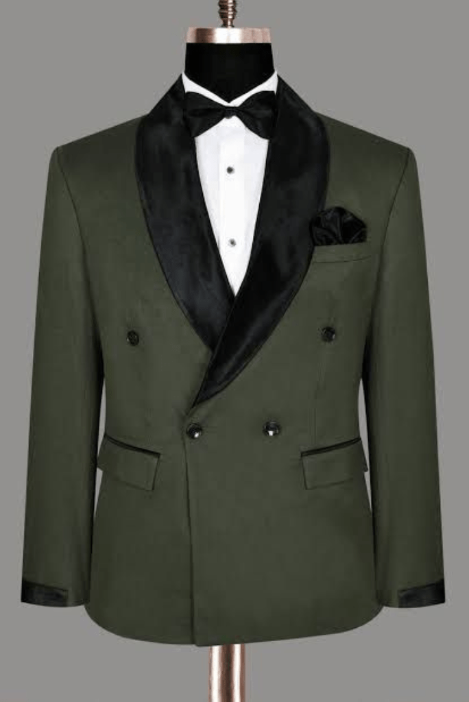 SAINLY Men's Three Piece Suit 32 / 26 Juniper Green Designer Double Breasted Dinner Tuxedo Suit Dinner Suits Wedding Groom