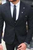 SAINLY Men's Three Piece Suit 32 / 26 Men's black 3 Piece Slim Fit Suit with Pick Stitching and wedding Formal Fashion Suits