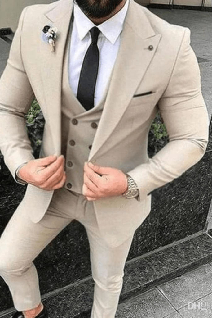 Men's Premium Beige Designer 3 Piece Slim Fit Suit for Men– SAINLY