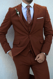 SAINLY Men's Three Piece Suit 32 / 26 Men's Premium Rust 3 Piece Slim Fit Suit Wedding Party Suit Slim Fit Suit for Men