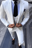 SAINLY Men's Three Piece Suit 32 / 26 Men's White Suits 3 Piece Slim Fit Formal Fashion wedding Suit For Bespoke Tailoring