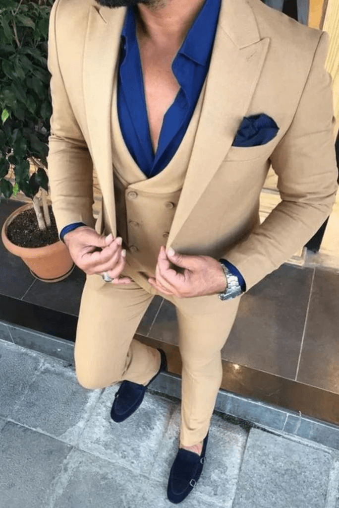 Men Suits piece Beige Suits For men Slim fit Suits One Button