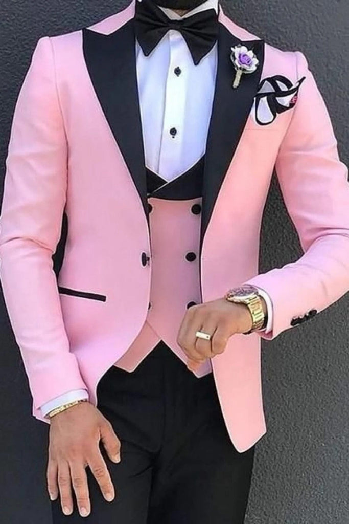 SAINLY Men's Three Piece Suit 32 / 26 Men Suits 3 piece, Pink Suits For Men, Slim fit Suits, One Button Suits, Tuxedo Suits, Dinner Suits, Wedding Groom suits, Bespoke For Men