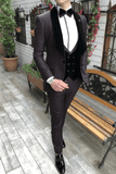 SAINLY Men's Three Piece Suit 32 / 26 Men Suits 3 Piece Premium Designer Tuxedo Burgundy and Black Style Suits, Wedding Party Suits, Elegant Suits, Formal Fashion Bespoke for Men