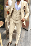 SAINLY Men's Three Piece Suit 32 / 26 Men Suits Champagne 3 Piece Slim Fit Elegant Formal Fashion Suits Groom Wedding Suits Party Wear Dinner Suits Stylish Bespoke For Men