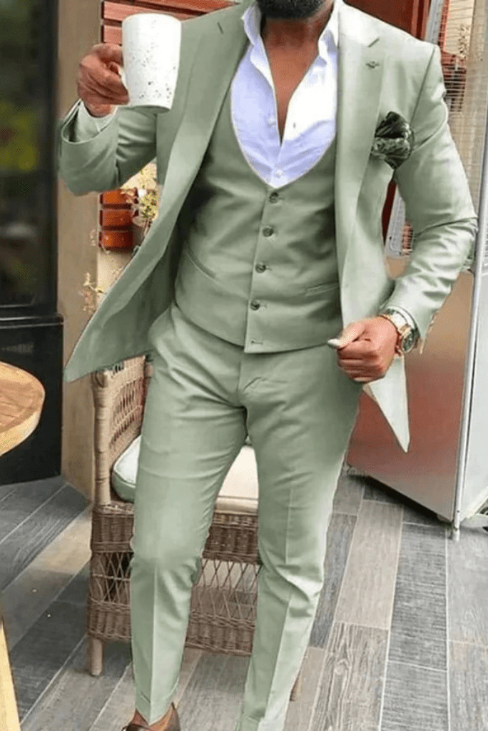 SAINLY Men's Three Piece Suit 32 / 26 Men Suits Green 3 Piece Slim Fit Elegant Suit Formal Fashion Suit Groom Wedding Suits Party Wear Dinner Suits Stylish Suits Bespoke for Men