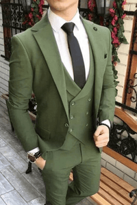 SAINLY Men's Three Piece Suit 32 / 26 Men Suits Green 3 Piece Slim Fit Formal Fashion Wedding Suit Party Wear Dinner Suit Bespoke for Men