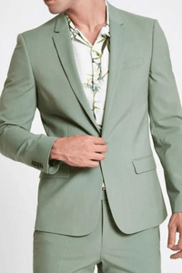 SAINLY Men's Three Piece Suit 32 / 26 Men Suits Sage Green 2 Piece Slim Fit Elegant Suits Formal Fashion Suits Wedding Suits Party Wear Dinner Suits Stylish Suits Bespoke For Men
