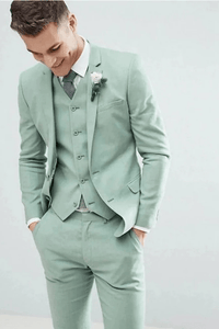 SAINLY Men's Three Piece Suit 32 / 26 Men Suits Sage Green 3 Piece Slim Fit Elegant Formal Fashion Suits Groom Wedding Suit Party Wear Dinner Suits Stylish Suits Bespoke for Men