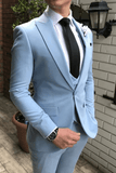 SAINLY Men's Three Piece Suit 32 / 26 Men Suits Sky Blue 3 Piece Slim Fit Elegant Suit Formal Fashion Suit Groom Wedding Suits Party Wear Dinner Suit Stylish Suit Bespoke for Men