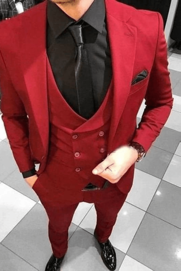 Men Suits Wedding Red 3 Piece Suit Groom Wear Suits for Men Men Party Wear Suit Tuxedo Suit Men 3 Piece Suits Prom Suit 38 / 28