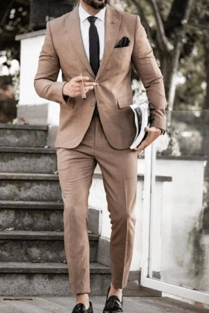 SAINLY Men's Brown Suit, Men Suits 2 Piece, Dinner Suits, Wedding Groom