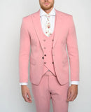 SAINLY Men's Three Piece Suit Men Suits Pink 3 Piece Slim Fit Elegant Formal Fashion Suits Groom Wedding Suit Party Wear Dinner Suits Stylish Suits Bespoke for Men