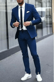 SAINLY Men's Two Piece Suit 32 / 26 Men Blue two piece tuxedo wedding suits for men bespoke wedding suit formal fashion suit groomsmen suits